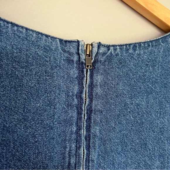 Vintage Embroidered Denim Floral Button Down Tie Back 90s Maxi Dress Size 1X - Picture 13 of 14